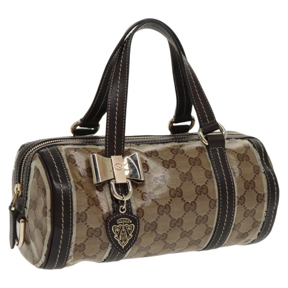 GUCCI GG Crystal Hand Bag Beige Gold 181485 Auth 96794 - Picture 1 of 16